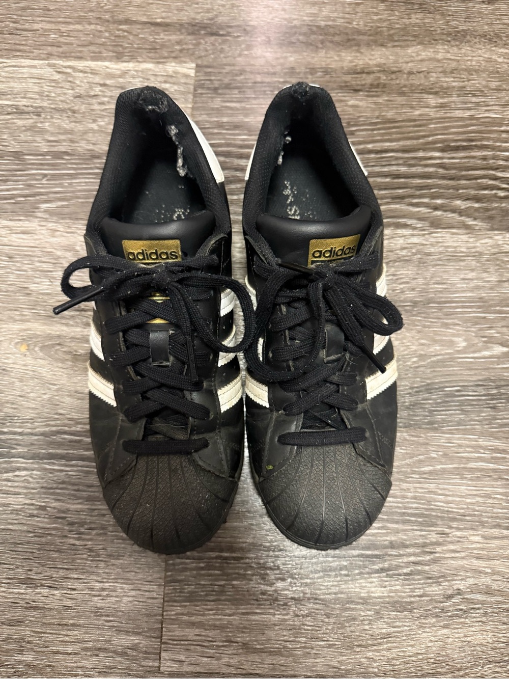 Adidas Black & White Superstars Size 8